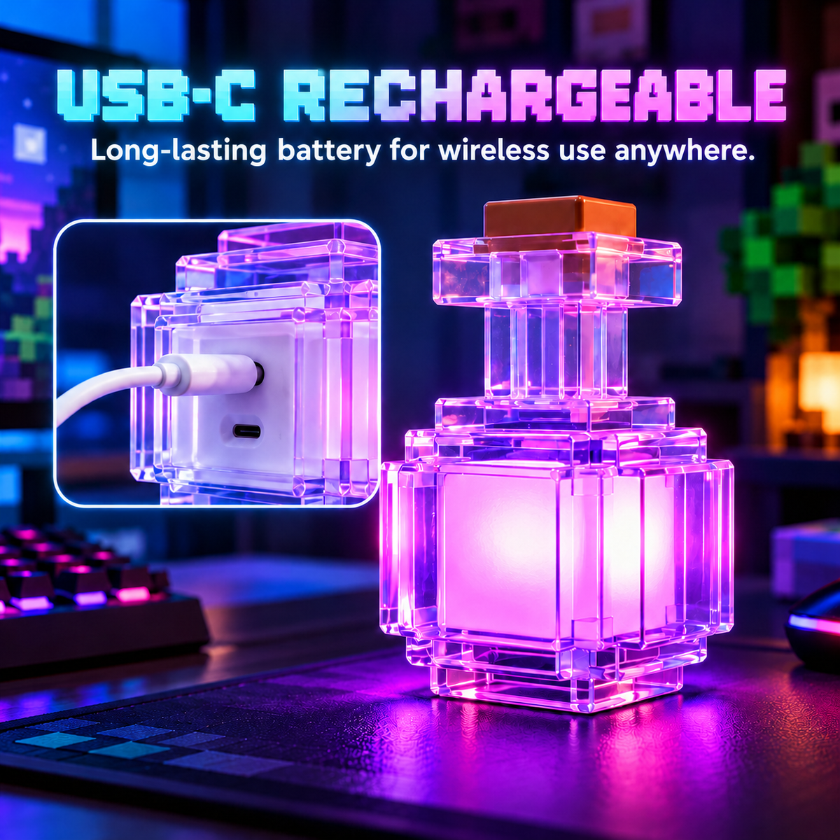 Pixelix™ Pixel Potion – 7-Color LED Desk Lamp